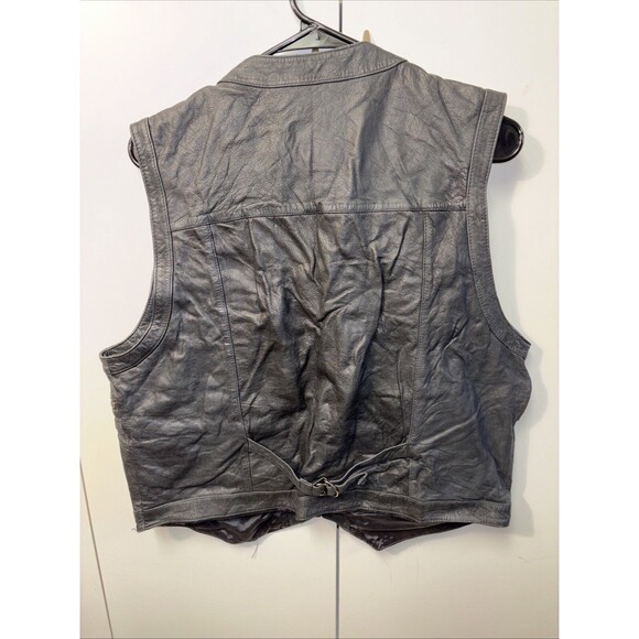 Beyond Leather Vintage Biker Vest L Pockets Sleeveless Zip Lined Snap Black - Picture 6 of 11